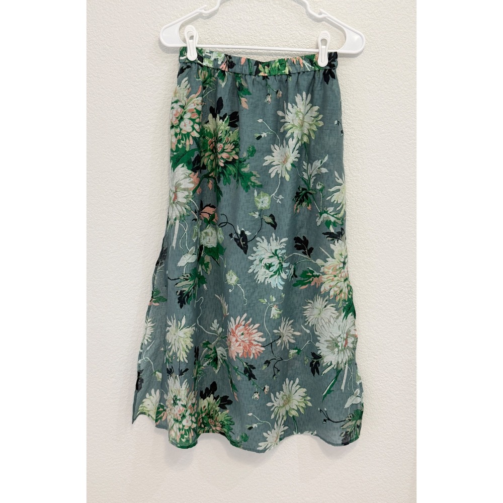 H&M Green Floral Midi Skirt